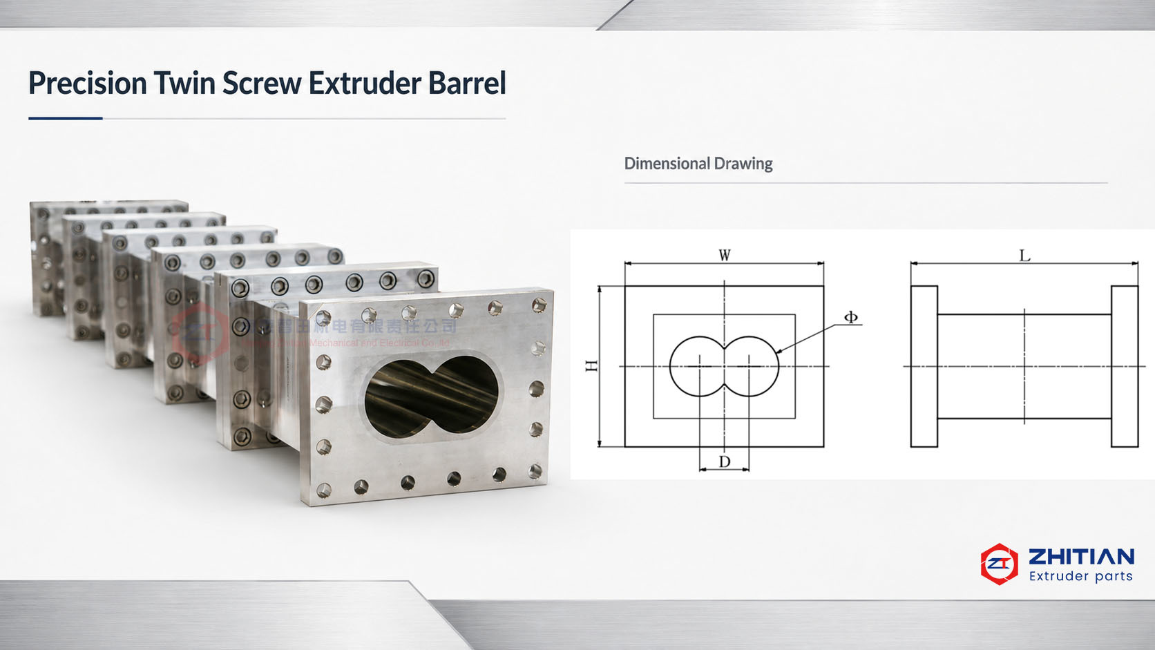Precision Twin Screw Extruder Barrel for OEM Replacement and Custom Materials