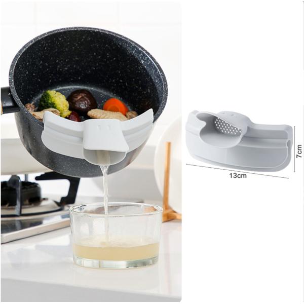 Silicone Utensils Hot Round Edge Clip-on Kitchen Food Funnel for Spaghetti Leaky Pan