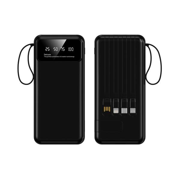 Built-in Data Line 10000mAh Battery Charger Power Bank with USB Outputs and LED Display