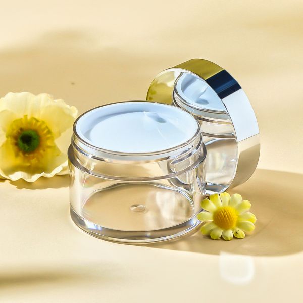 Custom Luxury Plastic Cream Jar with Electroplated Silver Cap and Inner Cup for High-End Skincare Packaging