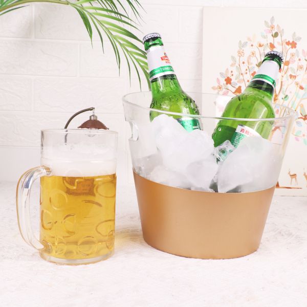 3L Capacity Clear Acrylic Ice Bucket With Detachable Metal Base For Parties Bars