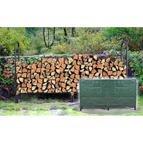 Firewood Rack with Cover Metal Log Store Outdoor 200 x 116 x 36 cm Black