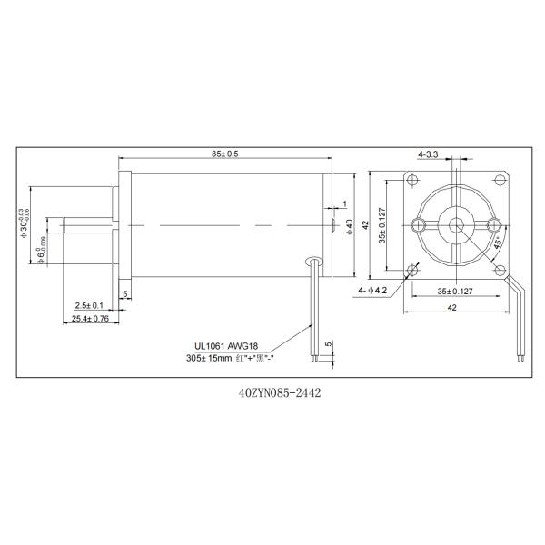 ZYN Series High Torque Permanent Magnet DC Motor 40mm 24V 1000-3000RPM