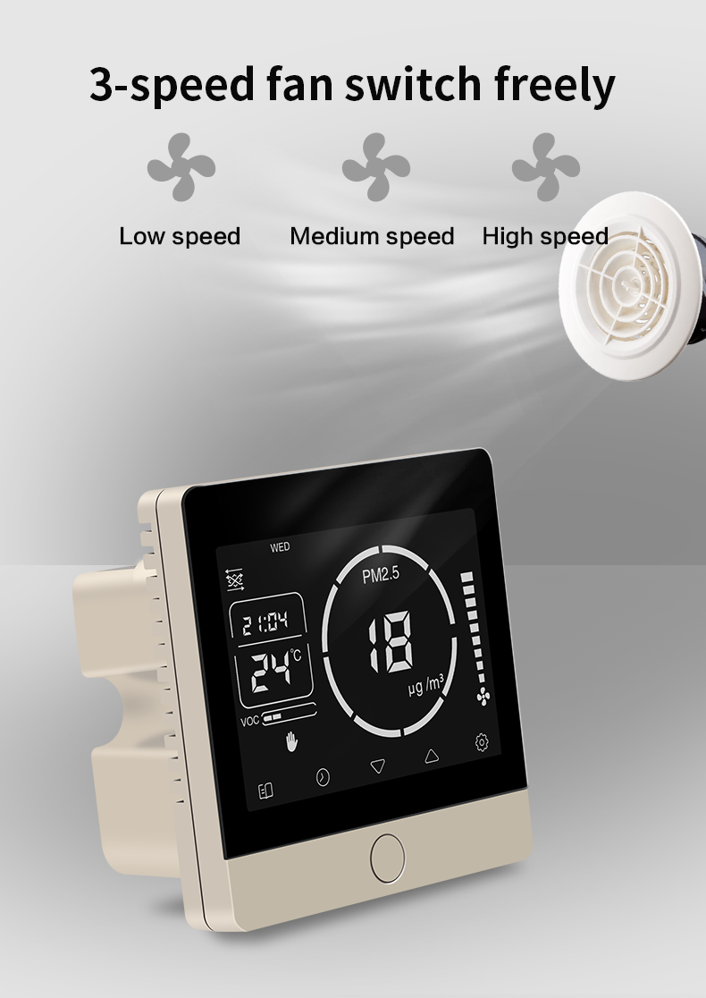 Intelligent Digital Ventilation Controller Fresh Air Controller With CO2 PM2.5 Monitoring
