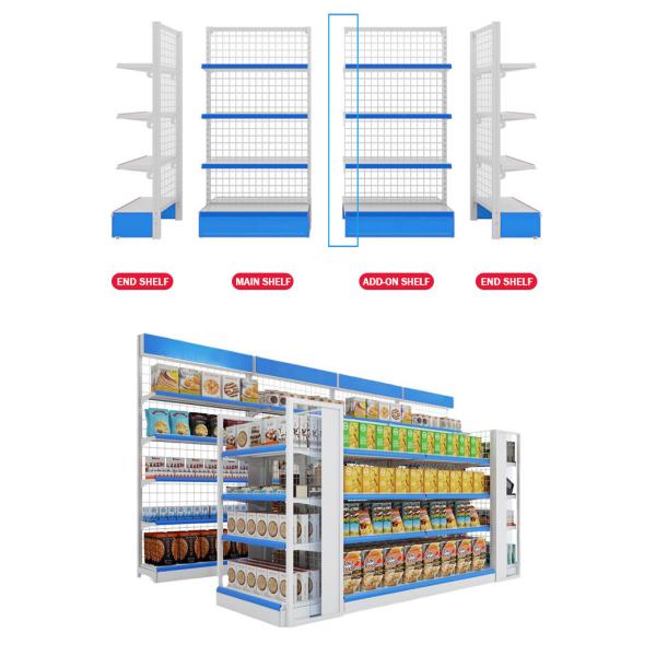 Customized Cold Rolled Steel Supermarket Display Shelving Durable