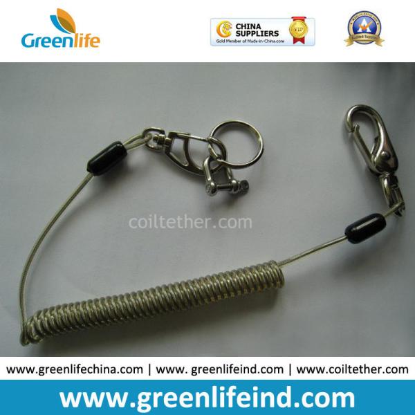 Transparent Black Color 0.5MM Stee Core Coated 2'' TUP Elastic Coiled Tether with Lobster Clip 2pcs