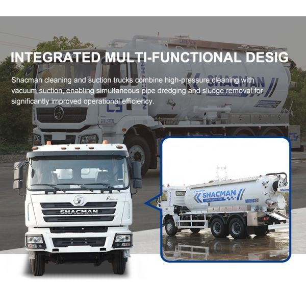 Shacman 6X4 Vacuum Sewage Suction Truck Combined Sewer Jetting Truck 8m3
