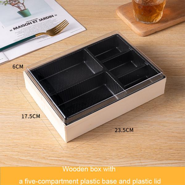 Disposable Biodegradable Fast Food Box, High Grade Commercial Sushi Wooden Box Salad Packing Box