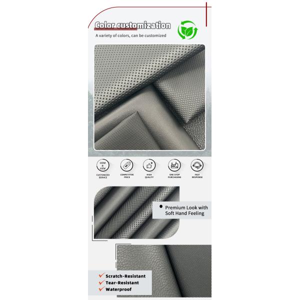 Pvc en relieve Varios Litchi Punch Pinhole Texturas de cuero sintético artificial para silla Sofá de automóvil Pies de cuero falso