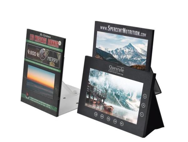 Counter top video display with 10 inch screen, custom print LCD video poster display for shop