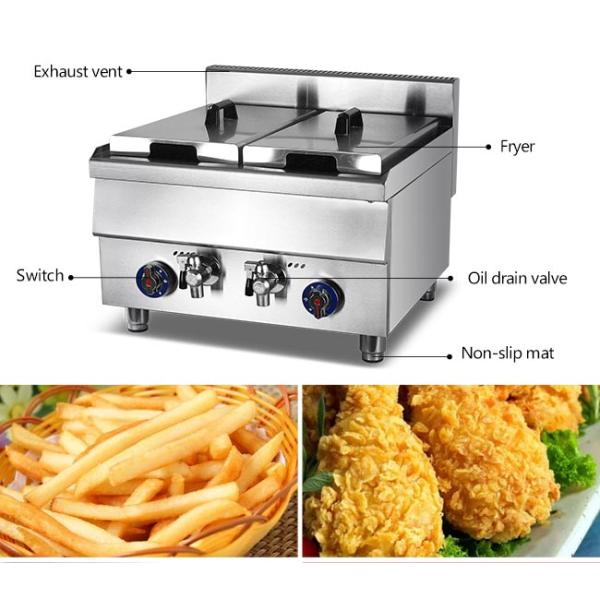 Frying 2 Tank 600mm Commercial Kitchen Cooking Equipment