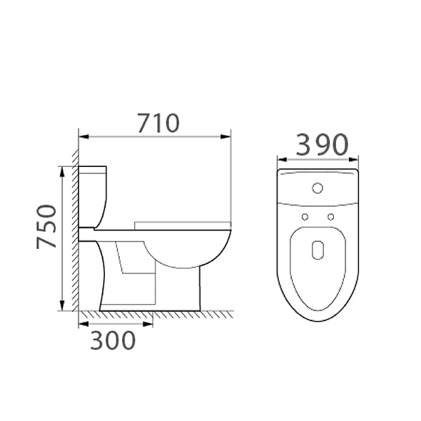 S Trap Two Piece Commodes Dual Flush Small Toilets 390x710x750mm Orin ORON-2338