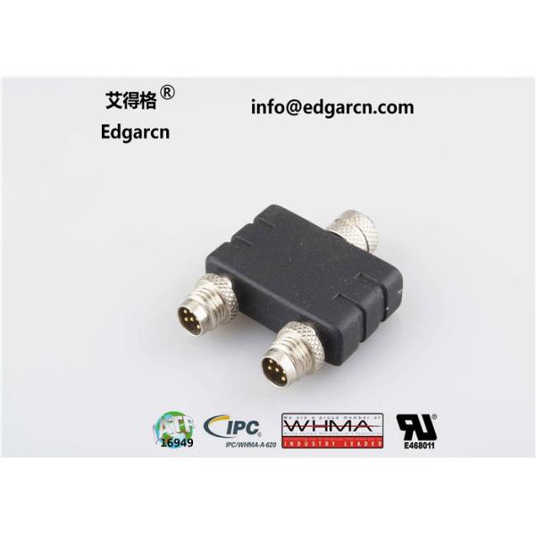 Black Automotive Wiring Harness M8 1 Male To 2 Female Adapter Length Customized