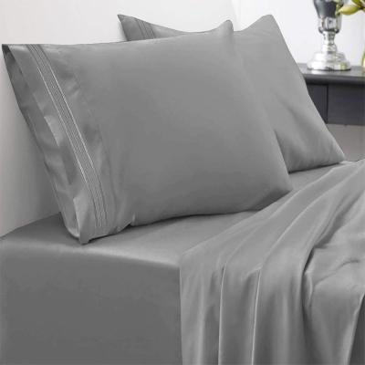 Embroidery 1800 thread count 100% Microfiber Sheet Set 3/4pcs para dormir em todas as estações