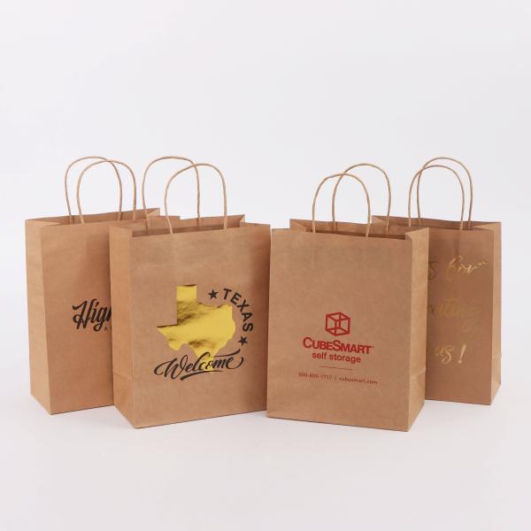 Custom Logo White Kraft Paper Bag Wholesale Craft Gift Shopping Bag For Food Clothing Grocery Promotion Recyclable