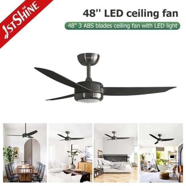 Ventilador de teto LED de controle inteligente para espaços pequenos em escritório em casa 48 polegadas luz brilhante