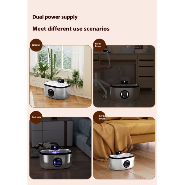 Smart 5L Stainless Steel Battery Powered IPX5 Waterproof Pet Fountain for Dogs & Cats Modern Portable Automatic Water Dispenser
