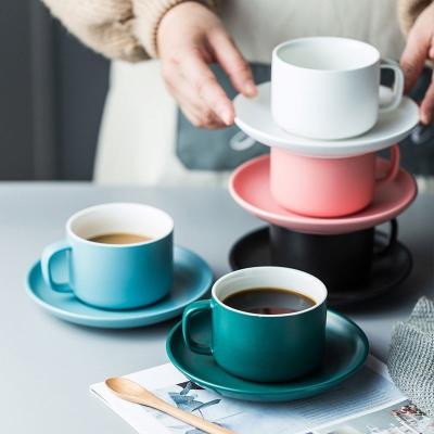 Drinkware cerâmico novo do copo do latte dos pires do copo de copo do cappuccino do corpo grosso colorido e de café dos pires