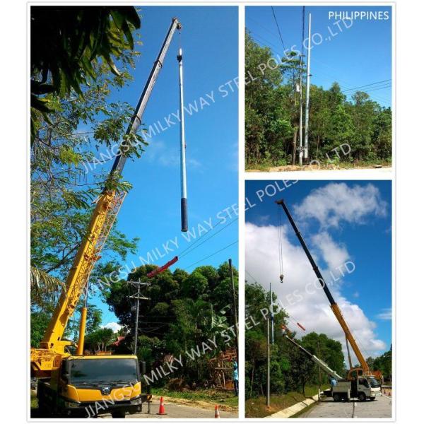 12m Hot Dip Galvanized Steel Power Pole with 450MPa Yield Stress and Dodecagonal Shape for Electric Power Transmission