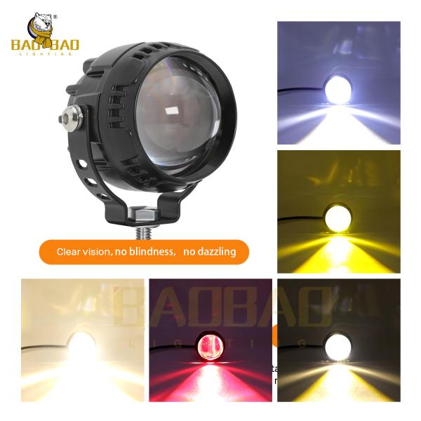 Farol único Branco Amarelo Vermelho Flash Alumínio Motocicleta Lâmpada de LED Externa