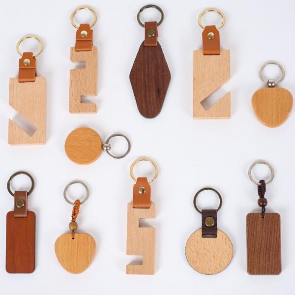 Customized Wooden Plywood Keychain, Wood Engraving Blanks for DIY Gift Crafts