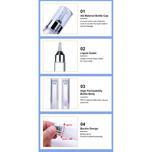 15ml Plastic Cosmetic Bottle Water Needle Empty Bottle Eye Cream Airless Syringe