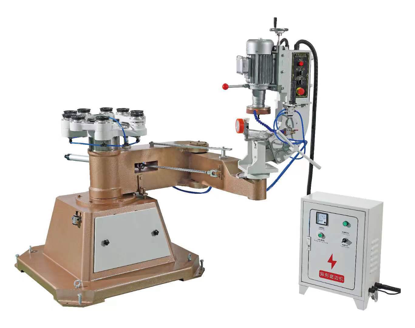 Satellite Turntable Glass Edge Grinding Machine for Round and Oval Glass  Shaped Glass Beveled Edge Processing
