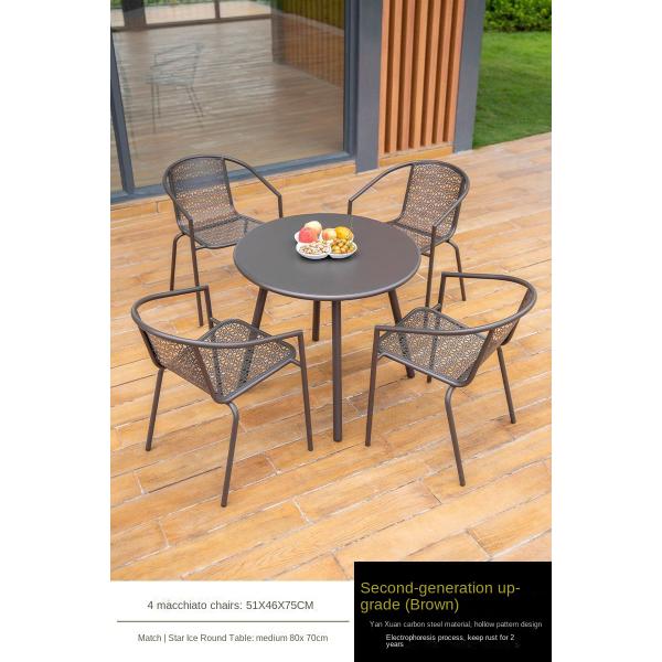 Stainless Steel Outdoor Metal Cafe Table And Chairs Set For Sun Protection