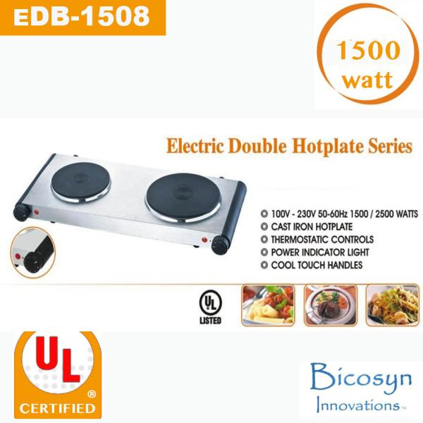 1500 Watt Cheap Double Buffet Burner Electric Hot Plate, die cast heating plate, UL, Camping,School,Outdoor Stove