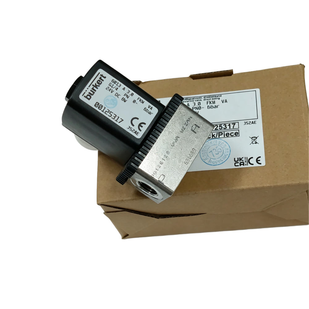 Burkert Solenoid Valve 00222122 00222123 00222125 00222126 00222127 00222129 Type 6213 2/2 Way Normally Closed Port Size G3/4 G1 Orifice 20mm FKM Seal Hot Fluid Industrial Control Valve