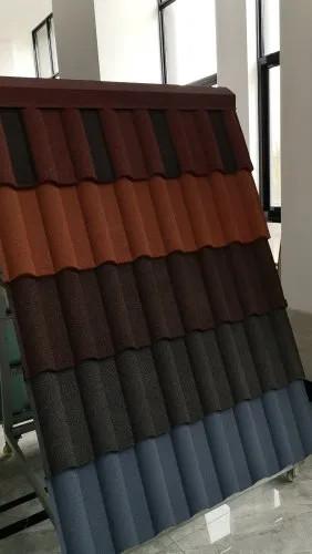 2.7kgs/sheet Stone Coated Metal Roof Tiles Weather Resistant Galvanized Roofing Material Home Steel 1340mmx420mm