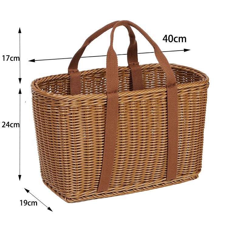 Competitive Price High Quality Large Rectangle Handmade Flower Basket Rattan Weave Storage Shopping Basket