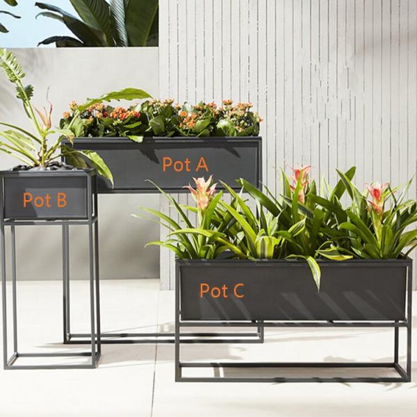 Factory Outlet Metal Flower Box Set Outdoor Galvanized Steel Planter Customized Color Size Flower Pot Big Standing Plant