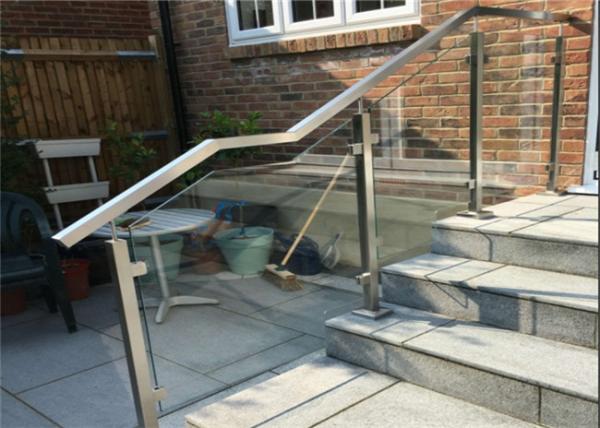 Frosted Tempered Stainless Steel Glass Railing With Satin / Mirror Finish