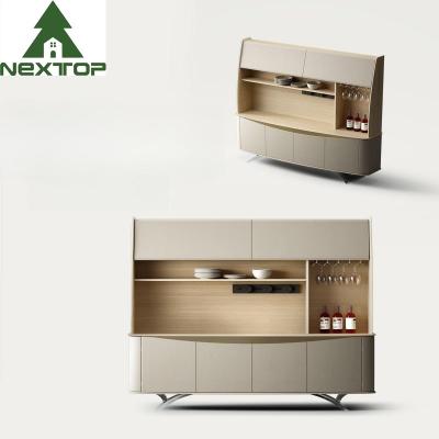 Multi Function Wooden Wine Cabinets With Metal Elegant Upholstered Dining Furniture