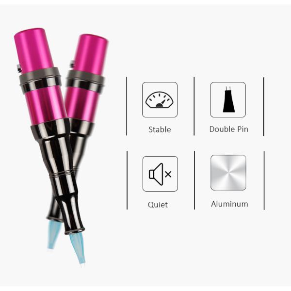 Машина татуировки ручки розового красного Семи постоянного макияжа роторная с двойными штырями для волосяного покрова