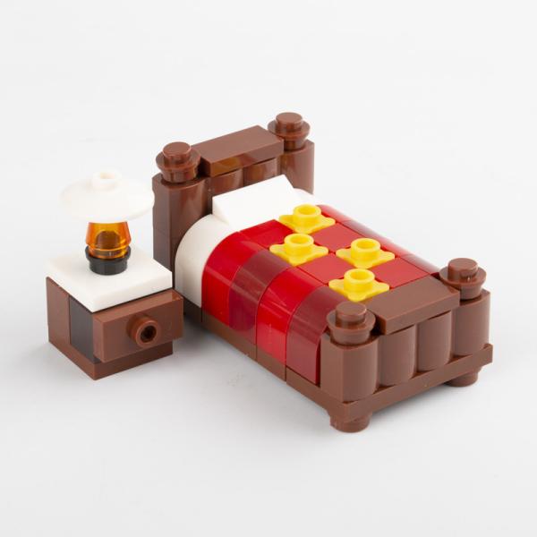 MOC single bed home furniture accessories mini building blocks compatible with legoinglys