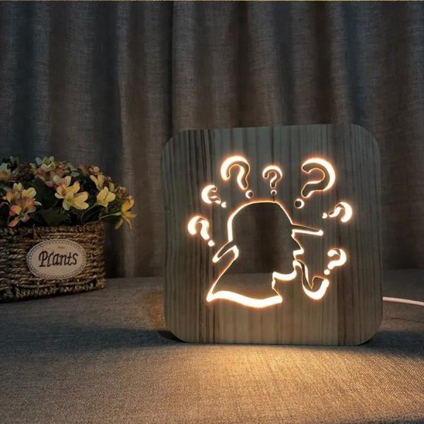 Wooden Carving Night Light For Bedroom Decoration, Valentine's Day for Women Girls Boys Kids