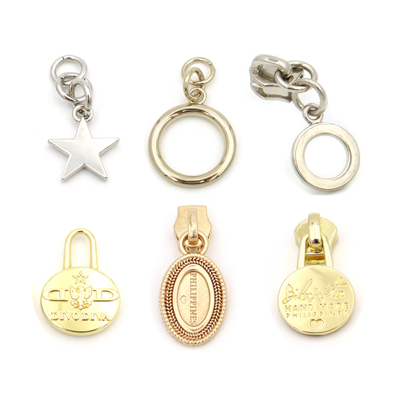 25mm Custom Light Gold Hollow Heart Metal Zipper Pull Charm with Matching Zipper Slider, Decorative Zipper Hardware for Handbags & Cosmetic Pouches