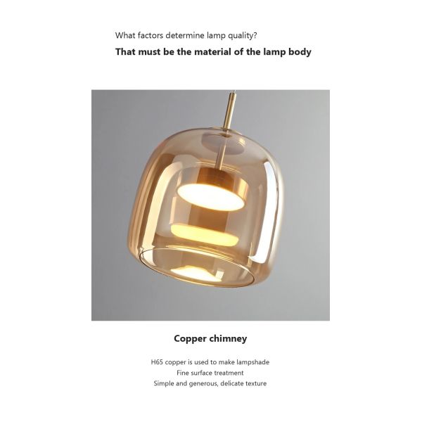Nordic Glass Led Pendant Light Light Luxury Smoke Grey Hanging Light（WH-AP-677）