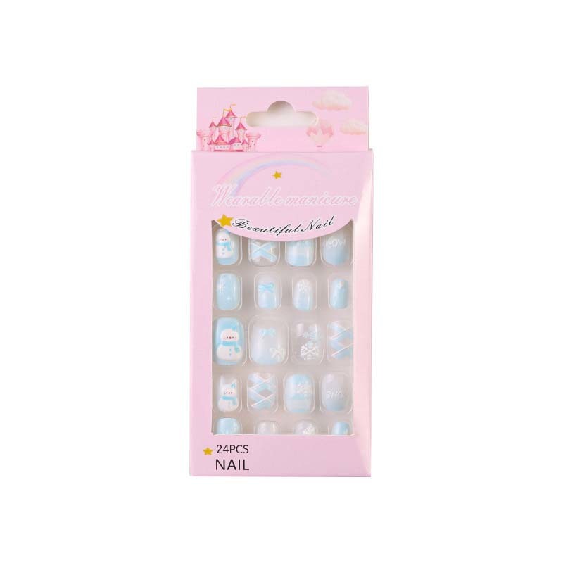Christmas 3D Kids Press On Nails 24pcs Easy To Apply For Xmas Holiday