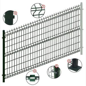 Green PVC Coated 3D Curved Fence with 50x200mm Mesh and Hot Dip Galvanized Welded Wire Mesh Garden Fence Panel