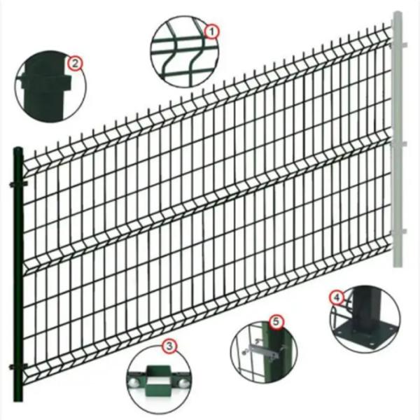 Green PVC 3D V Bending Curved Wire Fence Panels Hot Galvanized Steel