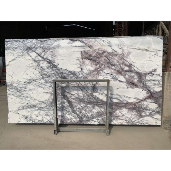 Interior Kitchen Marble Slab , White Marble Floor Tiles Incense Plum / Chanel Lilac Pattern