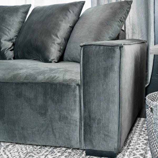 Wholesales low price couch Grey color fabric solid wood frame+high density foam cum sofa set for living room Apartment