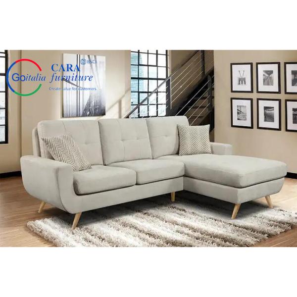 Fabric Sofa Wooden Legs 2 Seats And Queen Bed Modern Living Room L Shaped Sofa