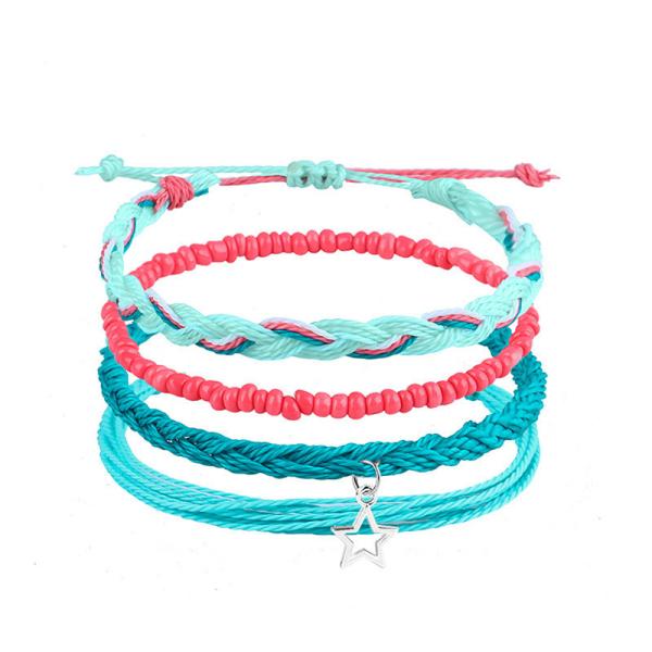 Mix Color Wax Thread Bracelet Handmade Bohemian Daisy Sunflower Turtle Shell Bracelet