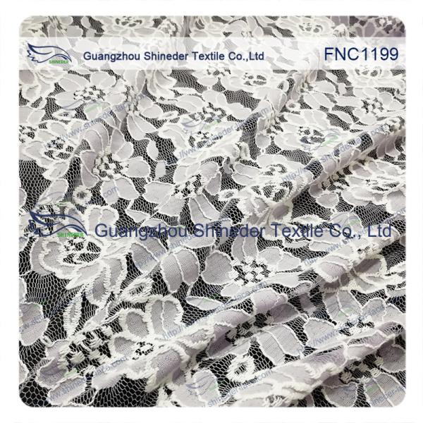 Cotton Nylon Lace Fabric of Floral pattern for Fashion Garments, Wedding Dress
