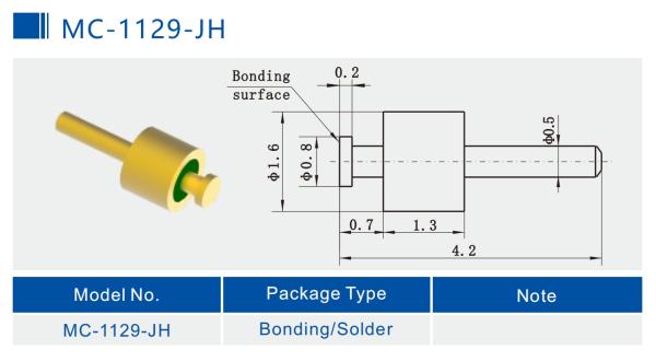 Single Pin Hermetic DC Glass To Metal Seals With Gold Wire Bonding Surface MC-1129-JH