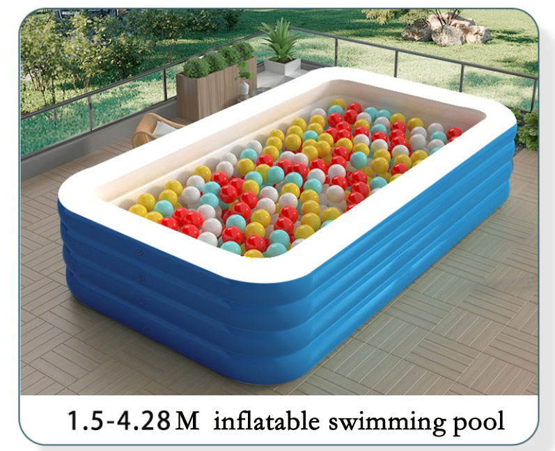 Inflatable Swimming Pool Factory Wholesale New Blue White 3-Meter 3-Layer Rectangular PVC Adults Children Infants Home Use